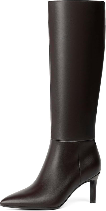 Easyfox Knee High Boots Women Pointed Toe Stiletto Heel Tall Boots