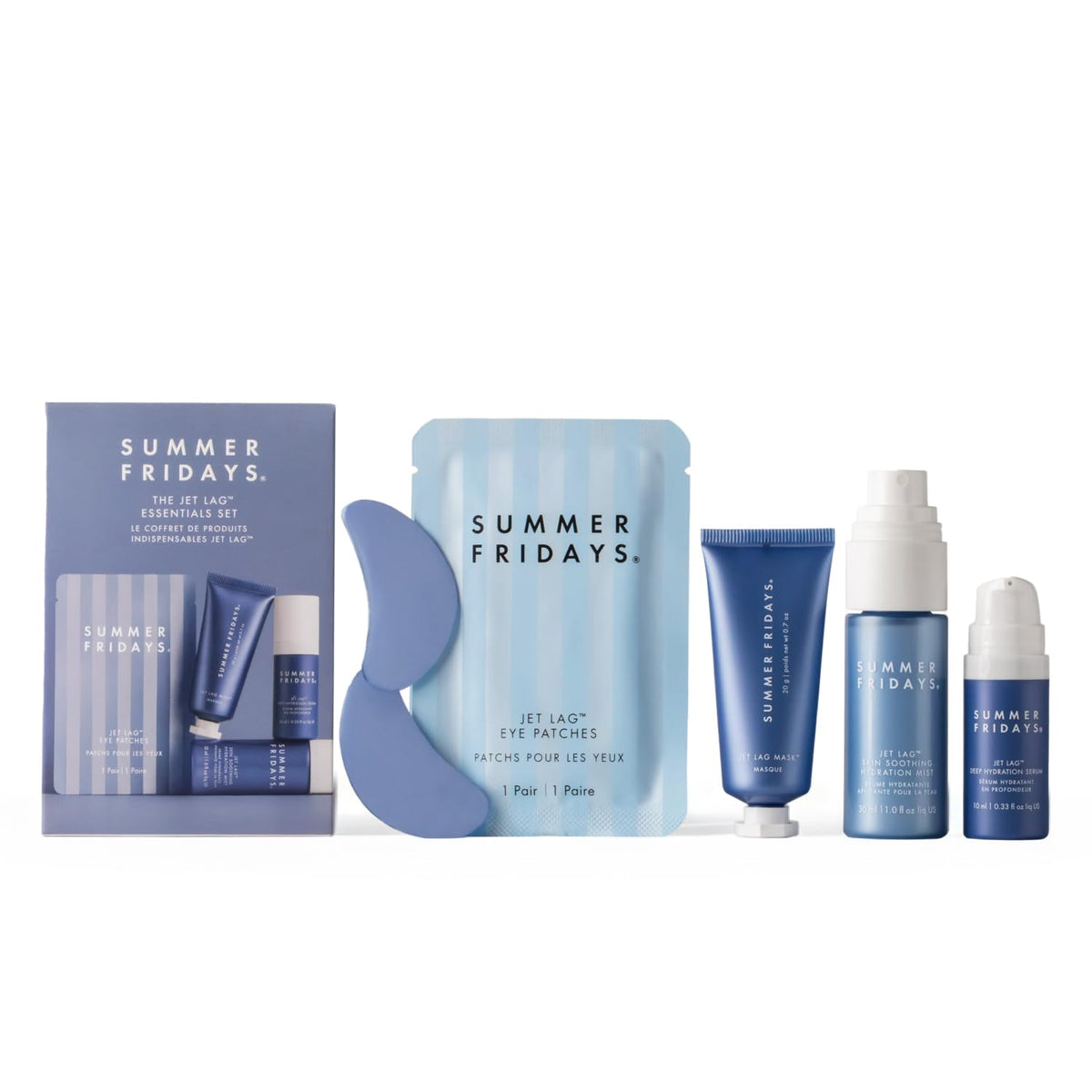 Summer Fridays Jet Lag™ Essentials - Mini Hydrating Skin Care Set With Jet Lag™ Mask, Eye Patches, Deep Hydration Face Serum & Hydration Mist - Travel Size Skincare Kit & Gift Set (4 Count)