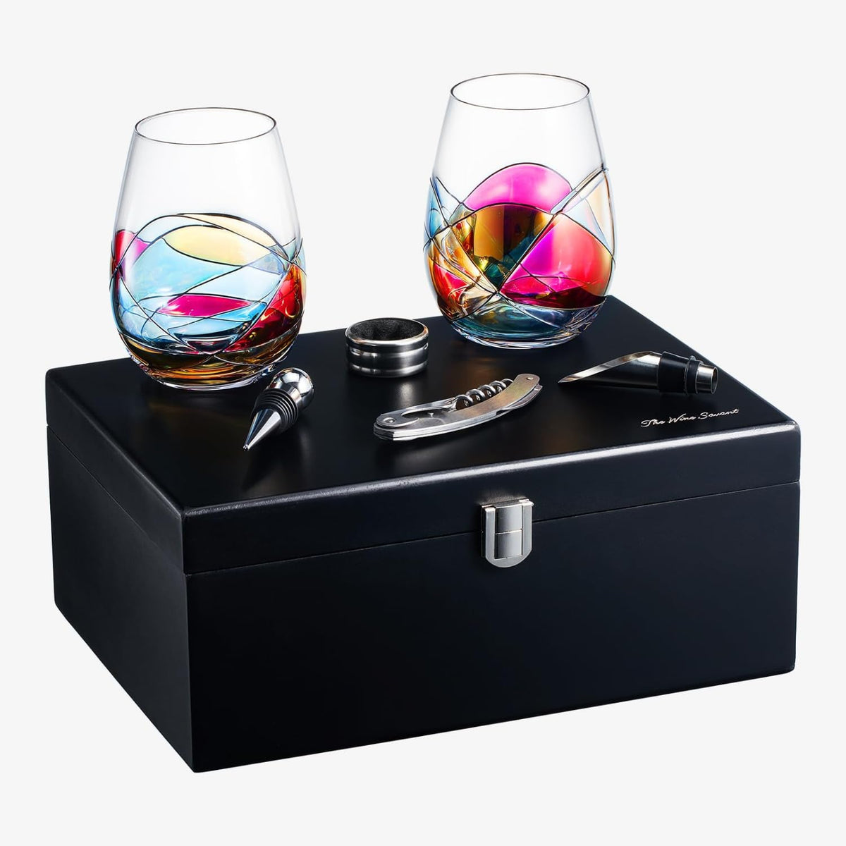 Artisanal Hand Painted Stemless Wine Glasses