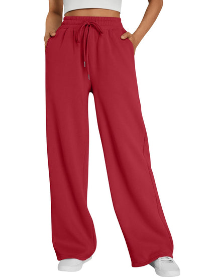 Trendy Queen Womens Wide Leg Fleece Lined Sweatpants