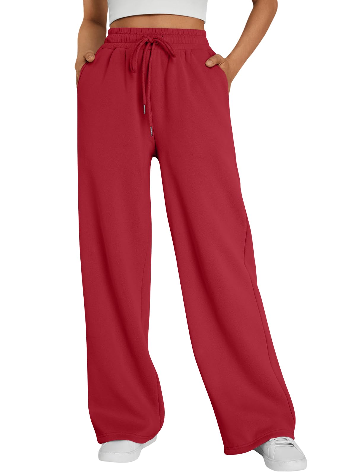 Trendy Queen Womens Wide Leg Fleece Lined Sweatpants