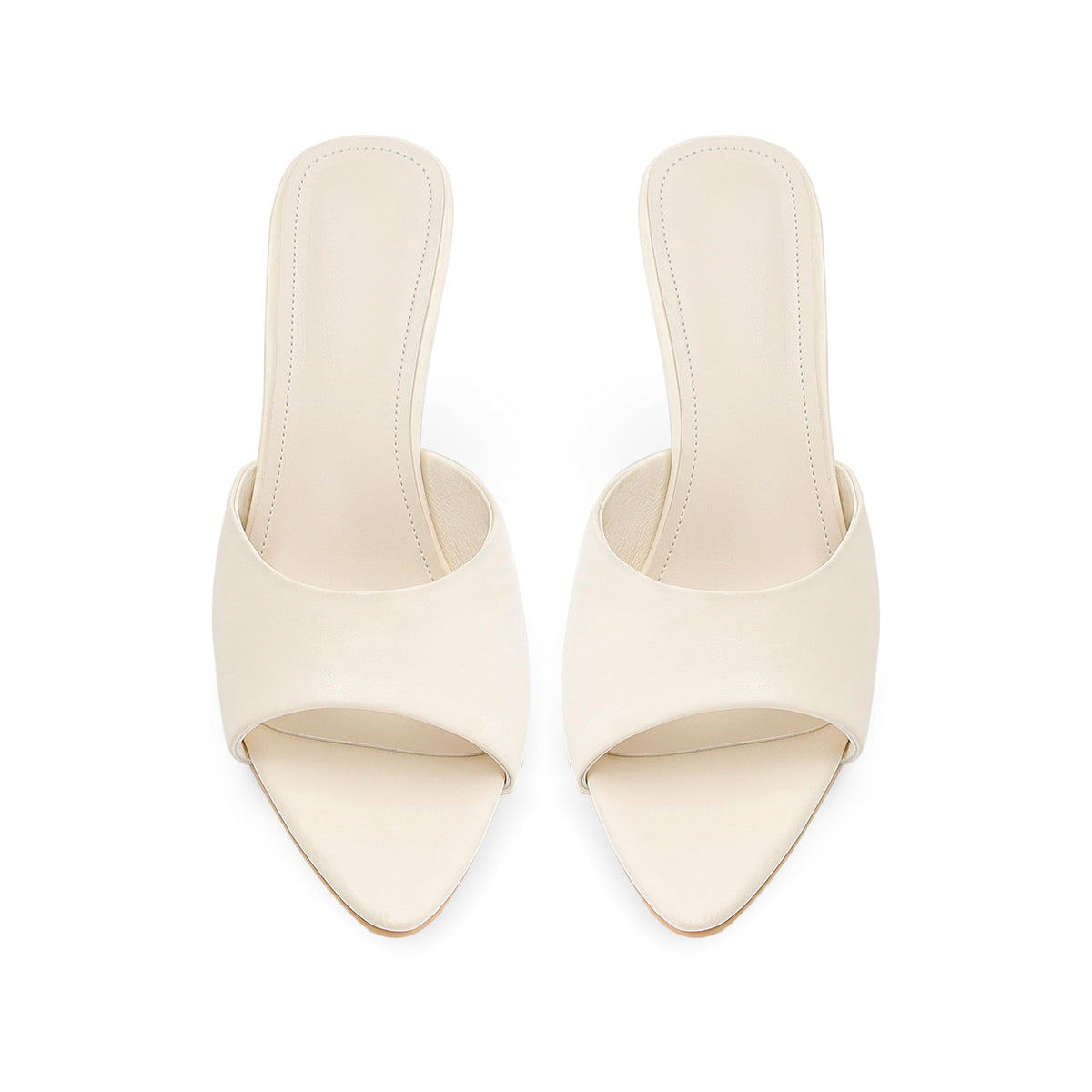 High Heel Mules - Pointed Open Toe Slip On