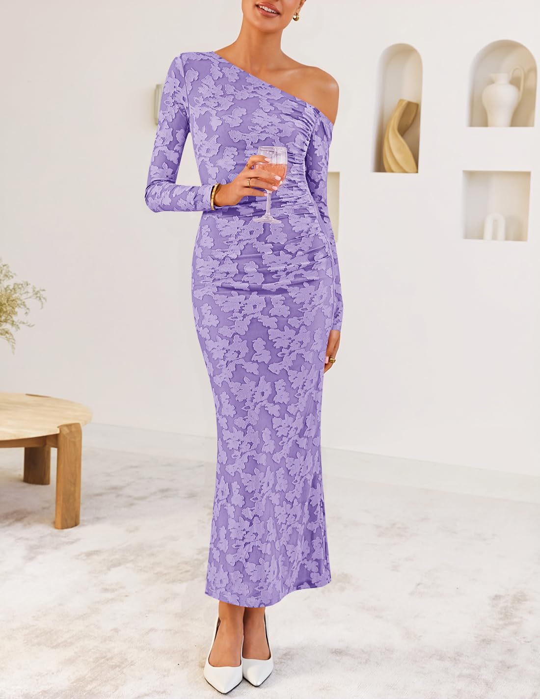 ZESICA Women's Fall Floral Off Shoulder Wedding Guest Dresses