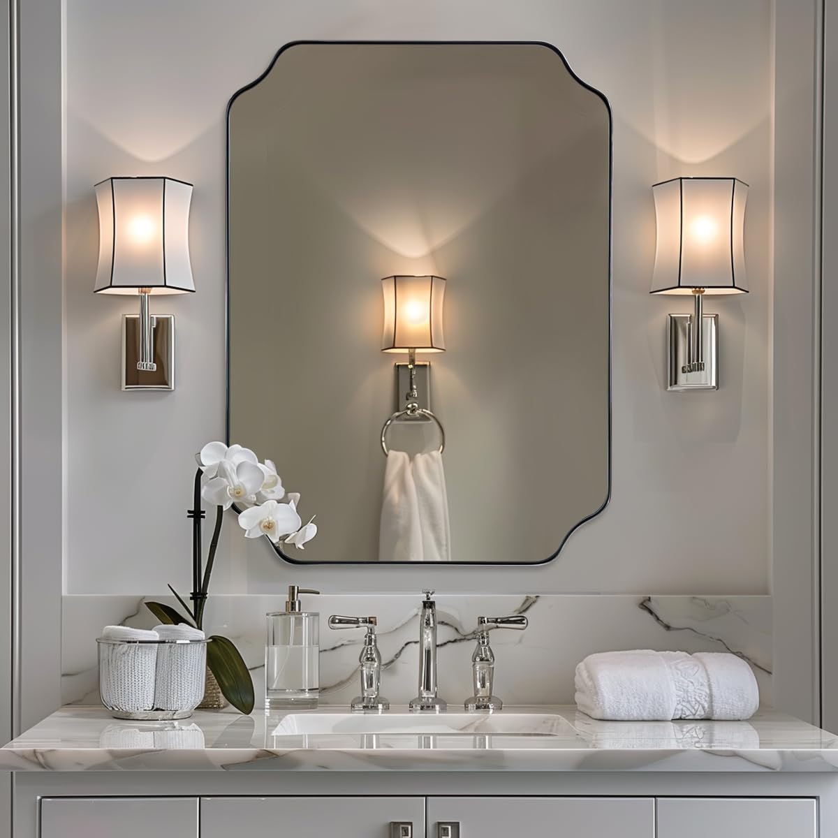 Andy Star Unique Rectangle Wall Mirror, 24"X32"