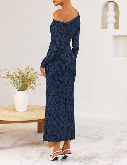 ZESICA Women's Fall Floral Off Shoulder Wedding Guest Dresses