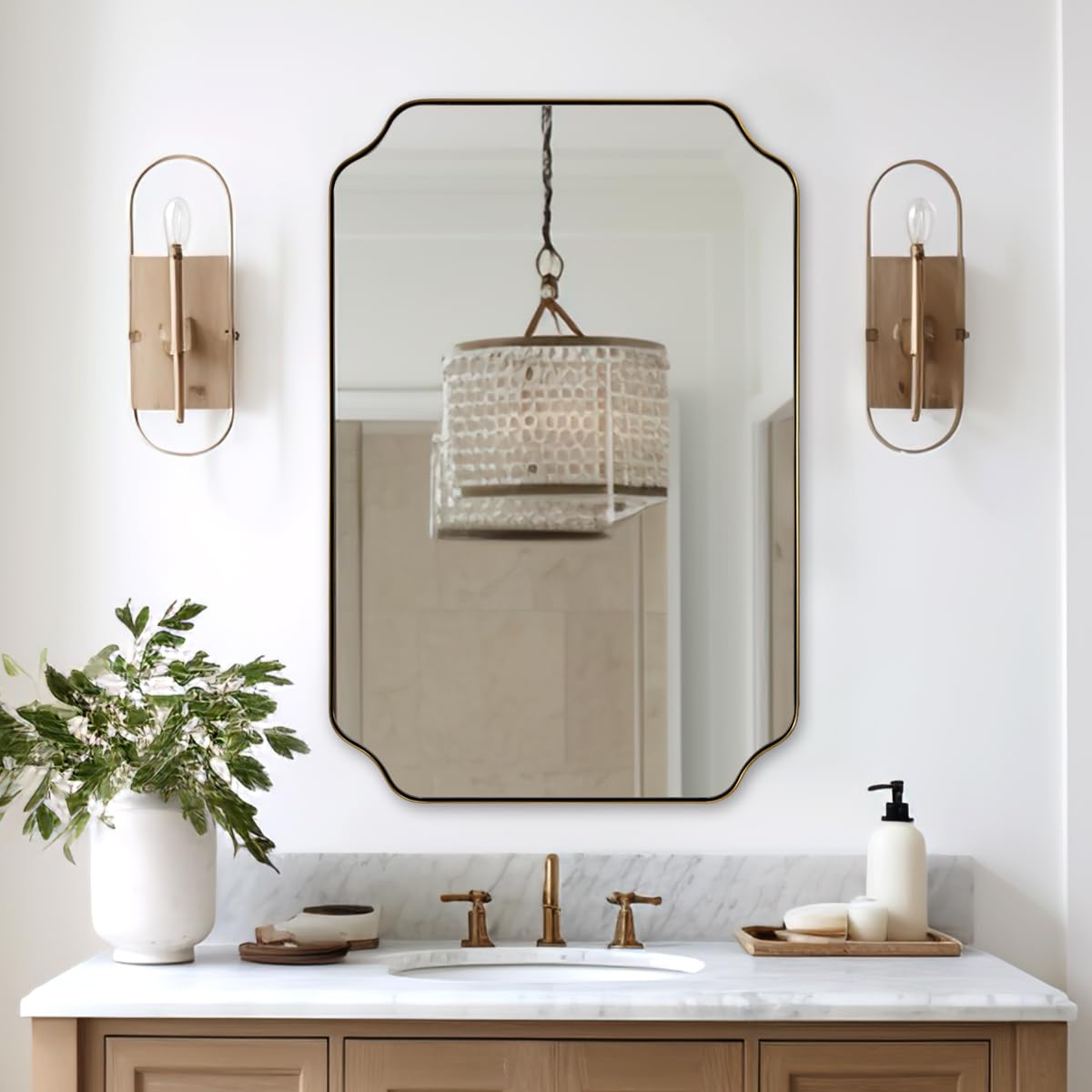 Andy Star Unique Rectangle Wall Mirror, 24"X32"