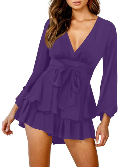 AIMCOO Women's Floral Print Deep V-Neck Romper