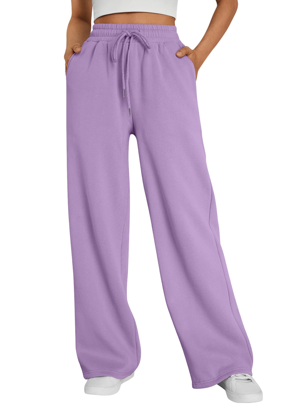 Trendy Queen Womens Wide Leg Fleece Lined Sweatpants