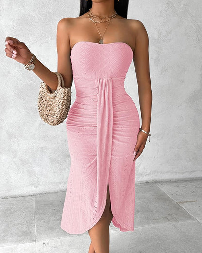 CHICME Women's Strapless Bodycon Maxi Dress