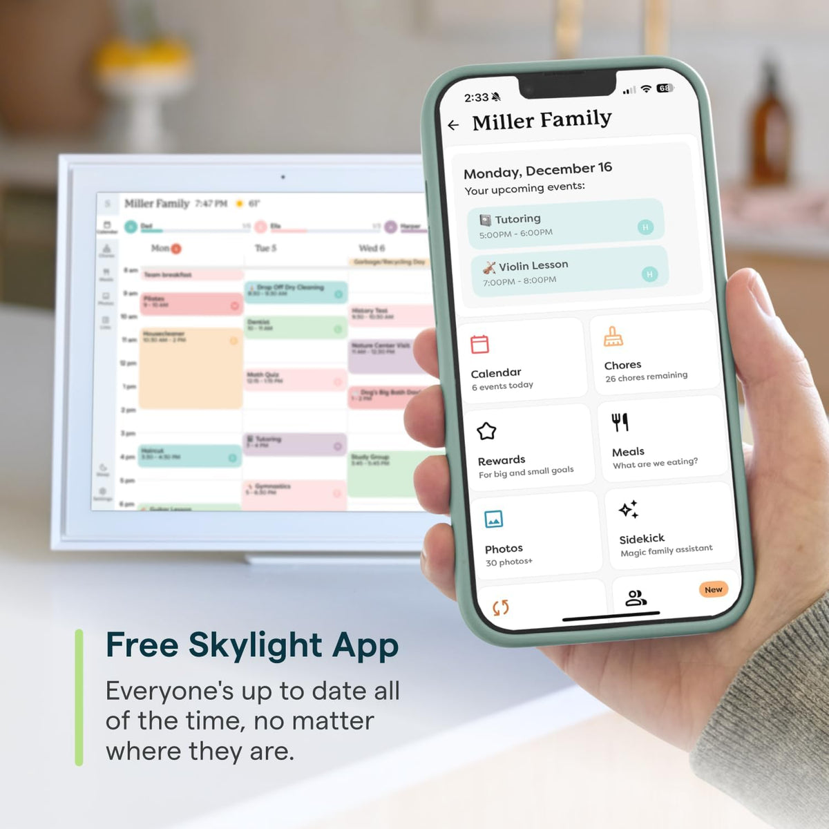Skylight Calendar: 15-Inch Wall Planner Digital Calendar & Chore Chart, Smart Touchscreen Interactive Display