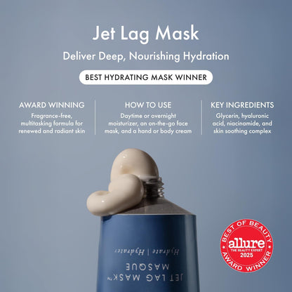 Summer Fridays Jet Lag Mask - Hydrating Overnight Face Mask, Moisturizer + Eye Cream - Enriched with Hyaluronic Acid, Niacinamide, + Antioxidants