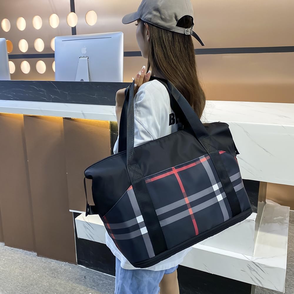 Women Travel Duffel, Large Expandable Weekender Carry-on Tote