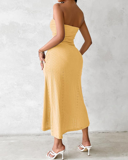 CHICME Women's Strapless Bodycon Maxi Dress