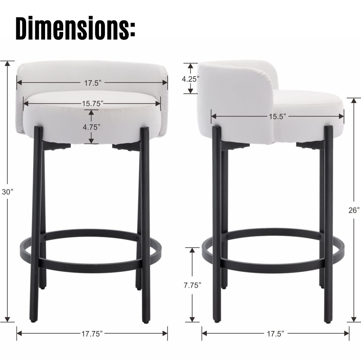 Lukealon Mid Century Linen Counter Stools Set of 4