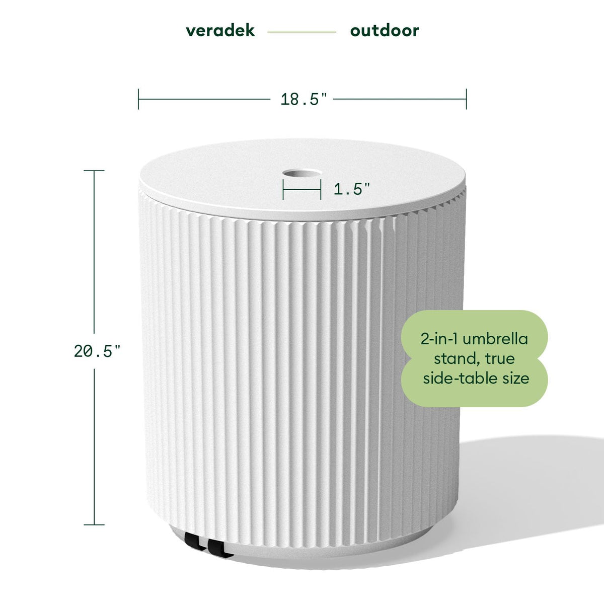 Veradek Umbrella Side Table - Outdoor Patio Table with Umbrella Hole for Porch/Patio