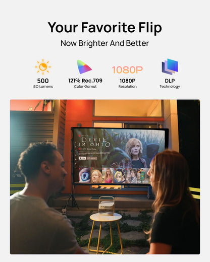 XGIMI Elfin Flip 4K Portable Projector with wifi and bluetooth, Google TV