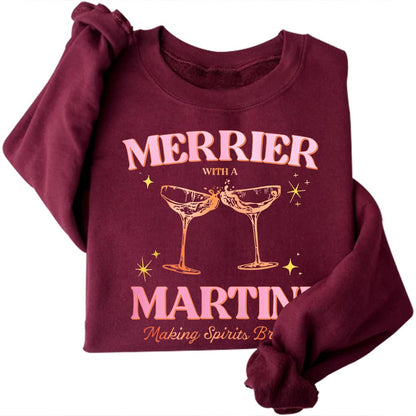 DIOMMELL Merrier With A Martini Sweatshirt Christmas Martini Sweatshirt
