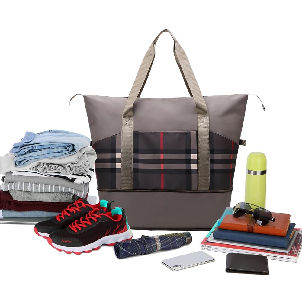 Women Travel Duffel, Large Expandable Weekender Carry-on Tote