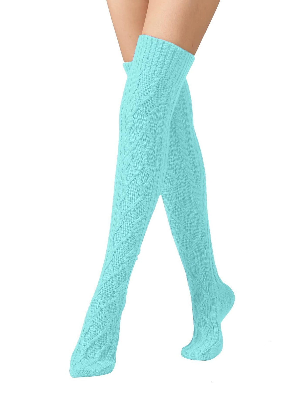 Leoparts Women's Cable Knit Thigh High Socks Over Knee Leg Warmer Stockings