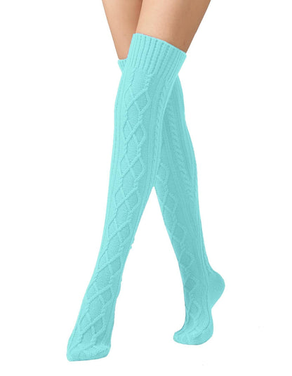Leoparts Women's Cable Knit Thigh High Socks Over Knee Leg Warmer Stockings