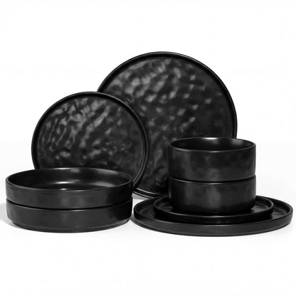 E-far Stoneware Dinnerware Set, 16-Piece Plates and Bowls Sets for 4