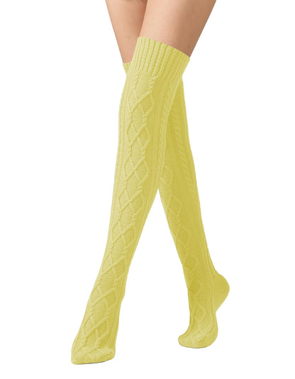 Leoparts Women's Cable Knit Thigh High Socks Over Knee Leg Warmer Stockings