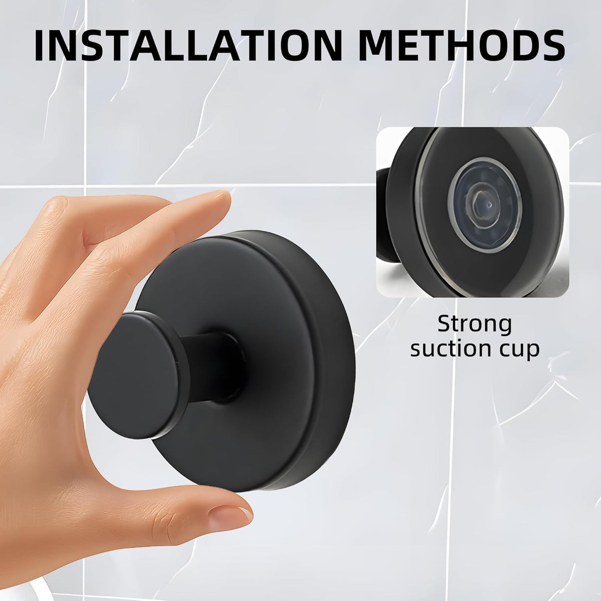 2 Packs Suction Cup Hooks, Waterproof No-Drill