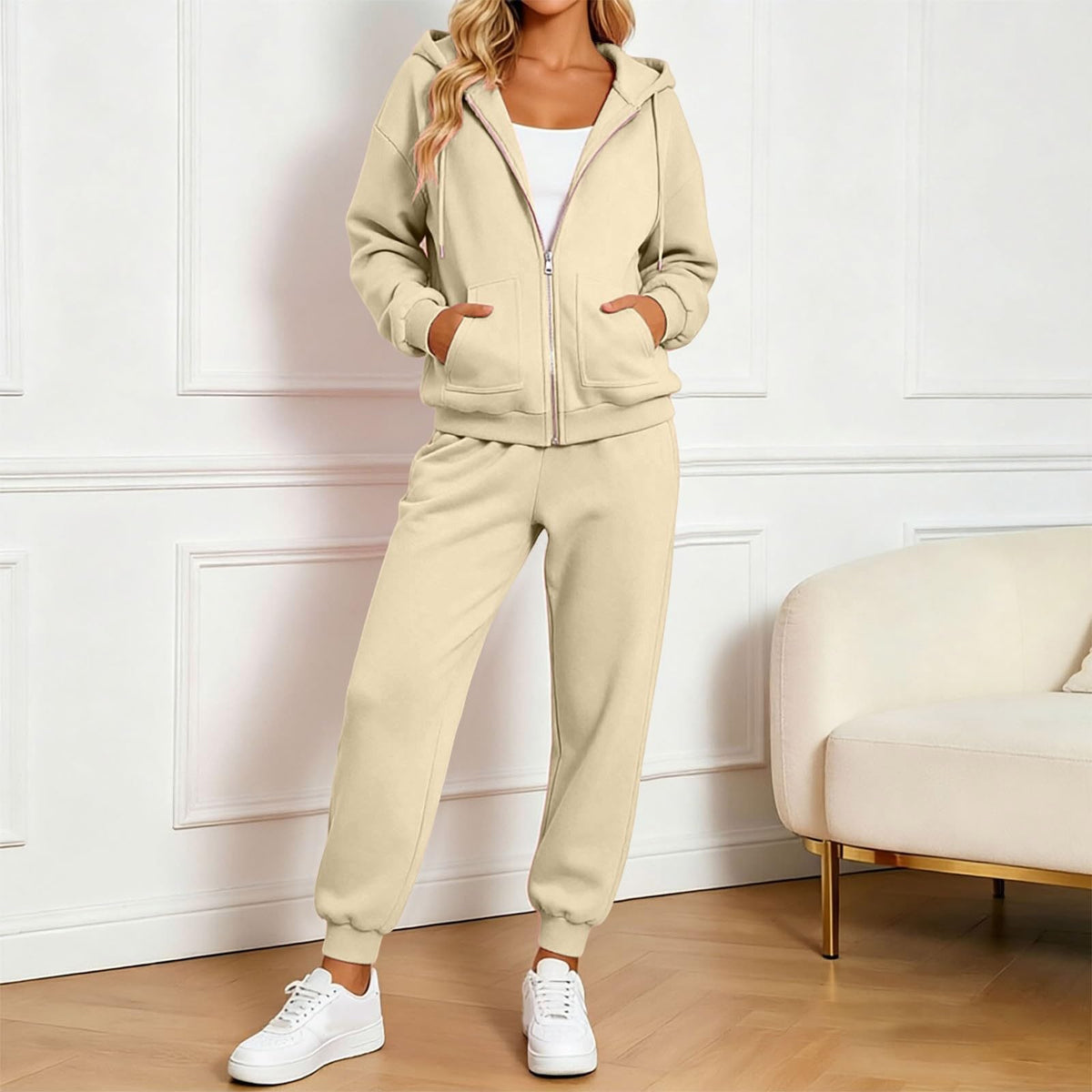 Jogger Sets For Women 2 Piece Zip Up Hoodie And Joggers Baggy Sweatsets