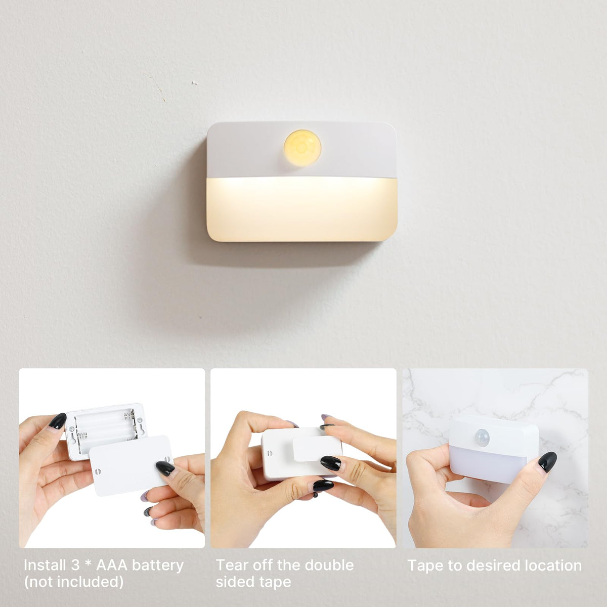 Guankai 8 Pack Motion Sensor Stair Light for Indoor, Battery Operated