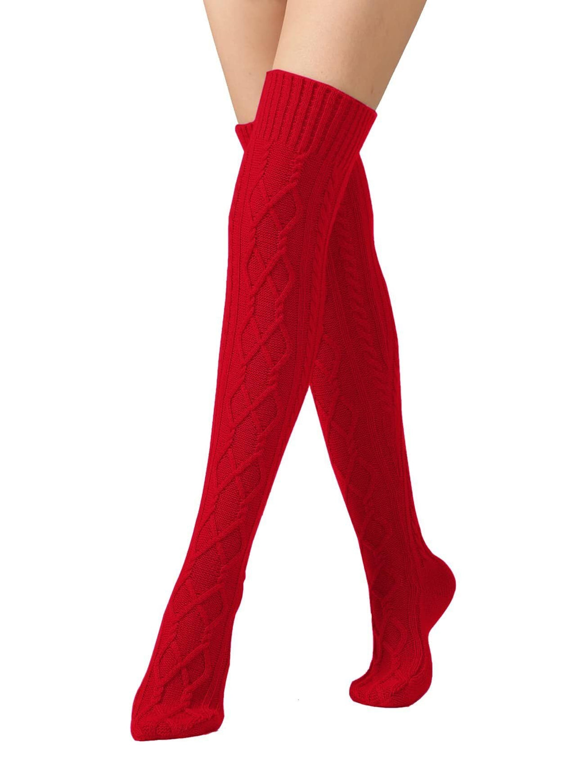 Leoparts Women's Cable Knit Thigh High Socks Over Knee Leg Warmer Stockings