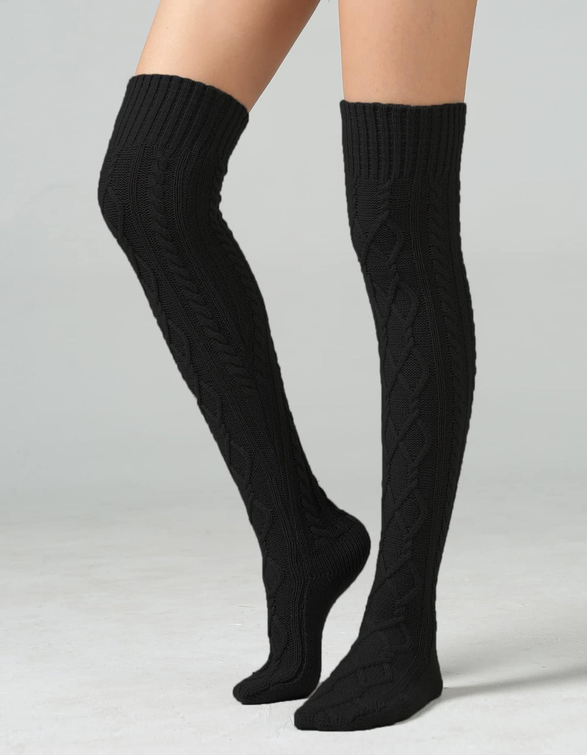 Leoparts Women's Cable Knit Thigh High Socks Over Knee Leg Warmer Stockings