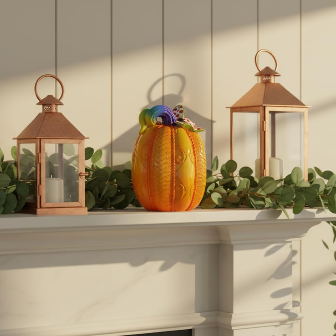 8 Inch Resin Pumpkin Statue, Halloween Fall Decor | Handmade Resin, Thanksgiving Centerpiece, Halloween Tabletop, Mantle & Bookshelf Decor