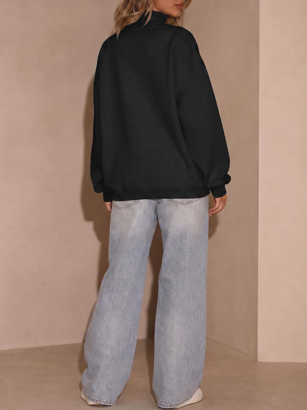 Fisoew Womens Sweatshirt Mock Neck Henley Pullover
