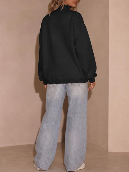 Fisoew Womens Sweatshirt Mock Neck Henley Pullover
