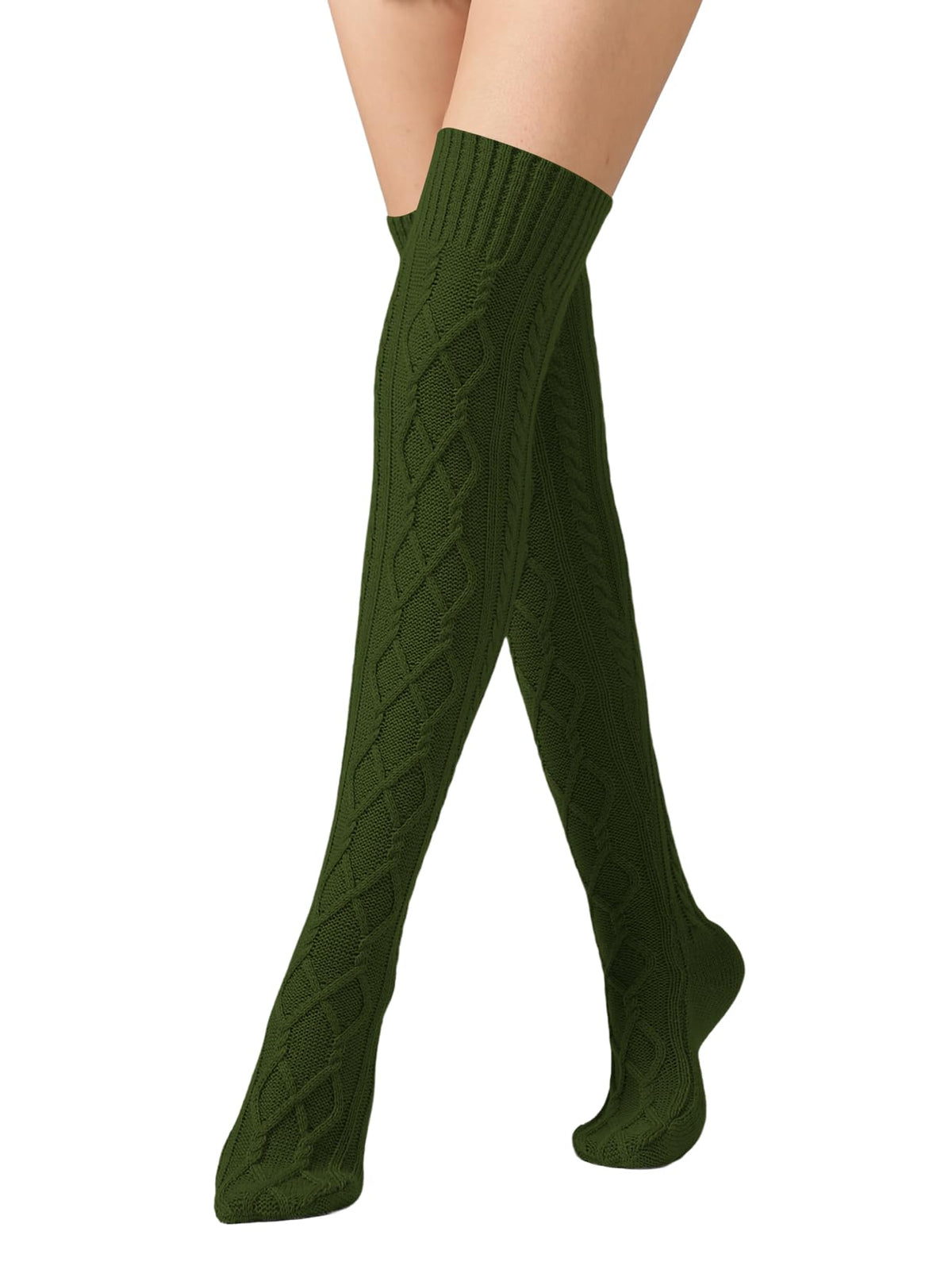 Leoparts Women's Cable Knit Thigh High Socks Over Knee Leg Warmer Stockings