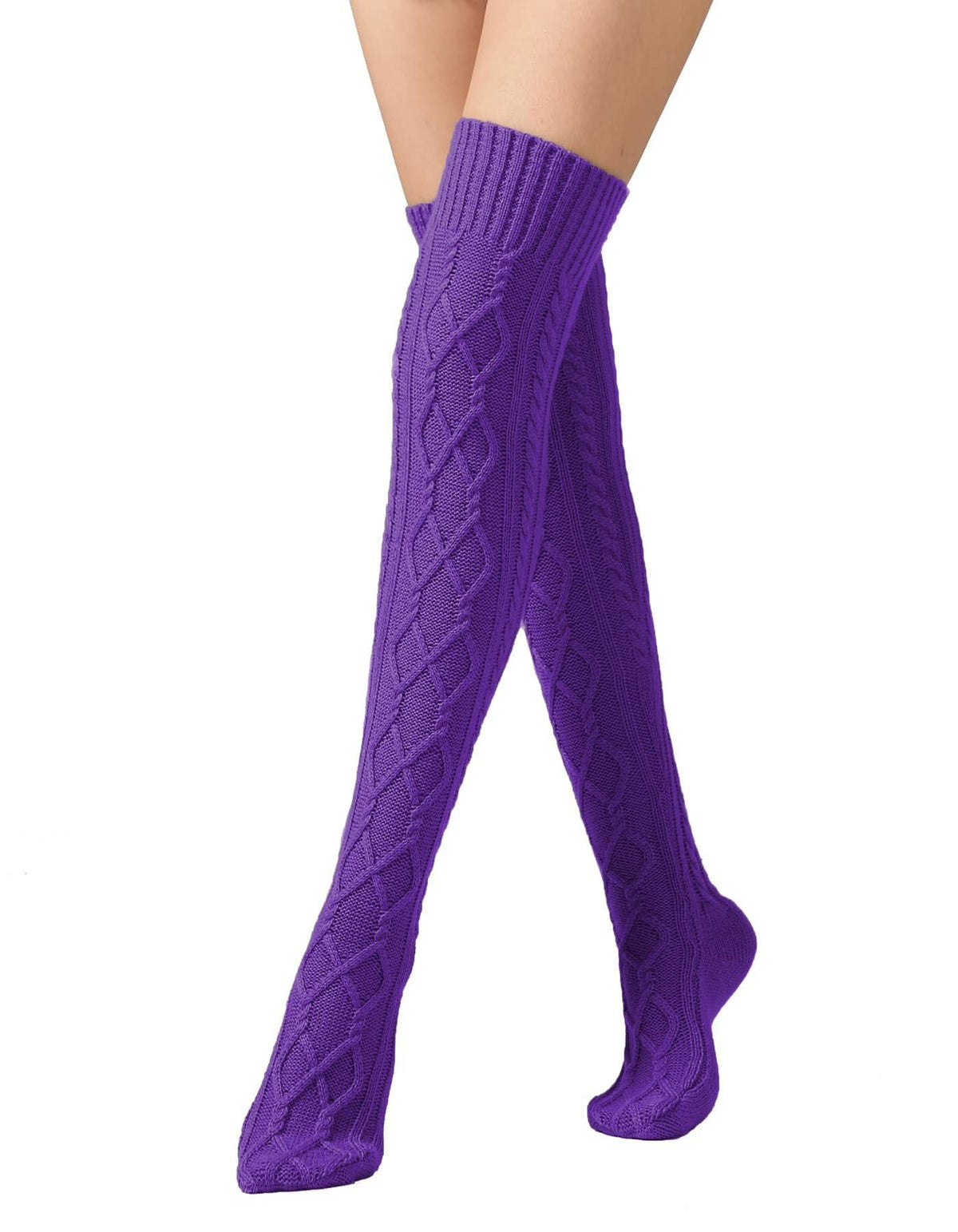 Leoparts Women's Cable Knit Thigh High Socks Over Knee Leg Warmer Stockings