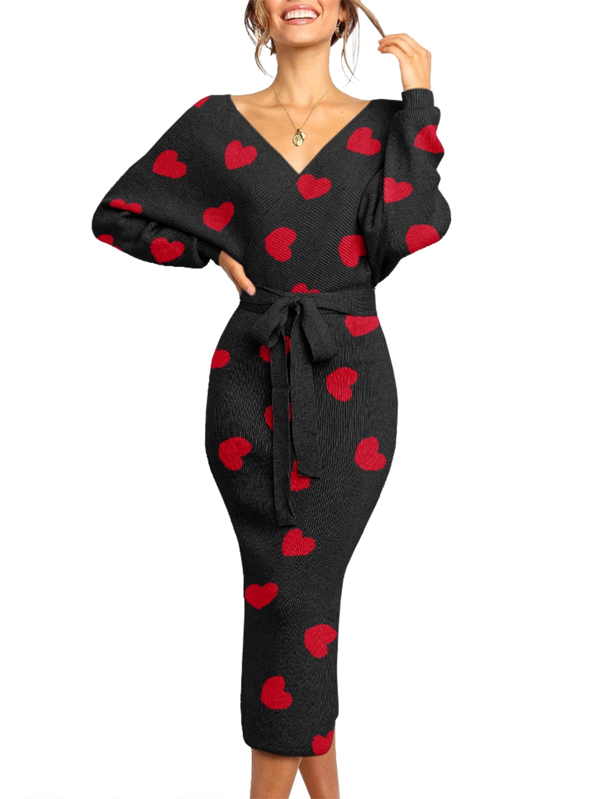 Womens Maxi Sweater Dress Long Sleeve Batwing Wrap V Neck Fall Dresses