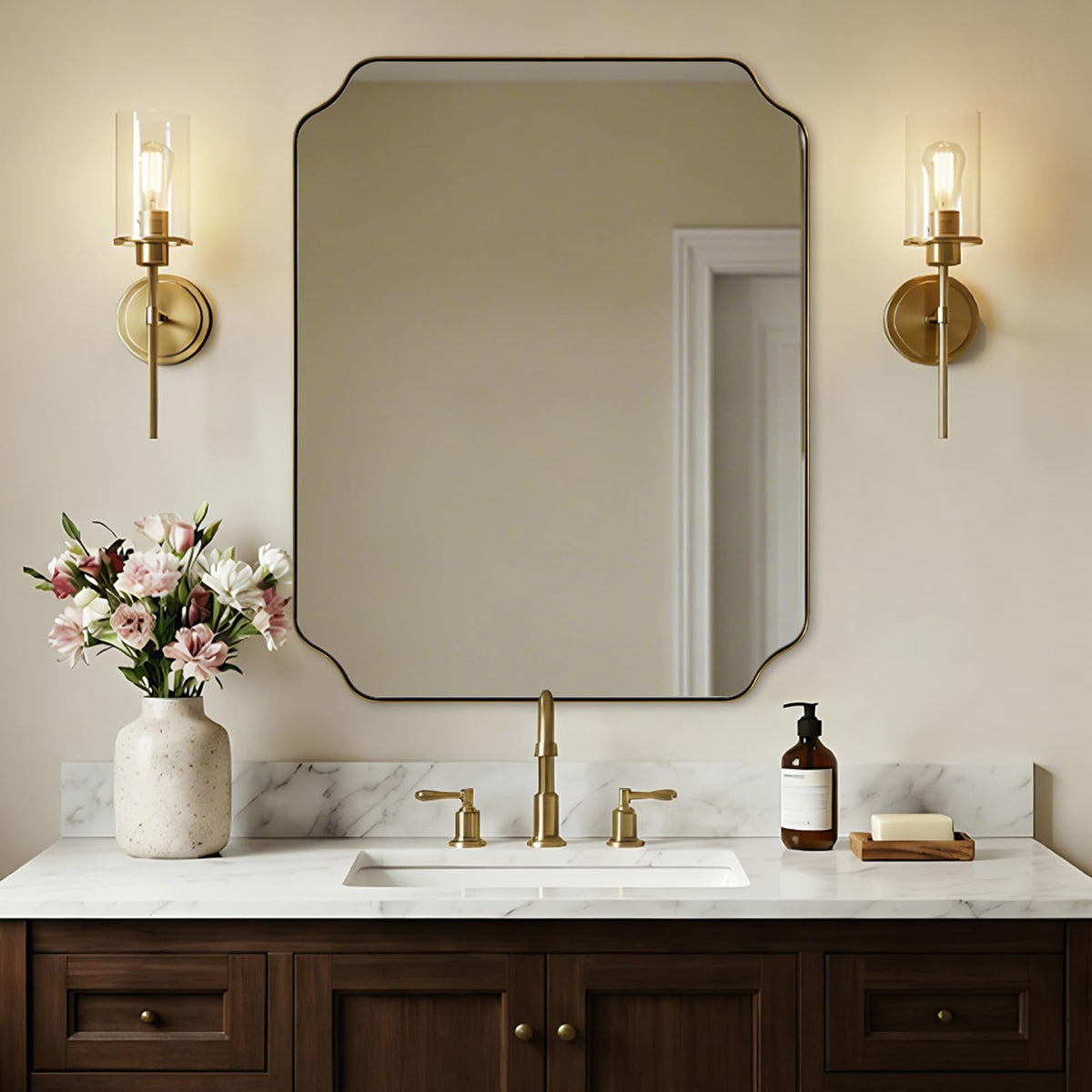 Andy Star Unique Rectangle Wall Mirror, 24"X32"