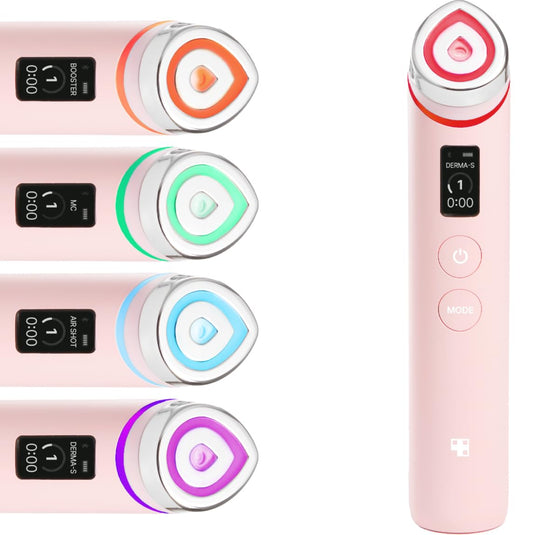 Medicube Booster Pro | 6-In-1 Real Glass Glow Beauty Massager | for Clear, Radiant, Firmer-Looking Skin | Korean Skin Care | Pink