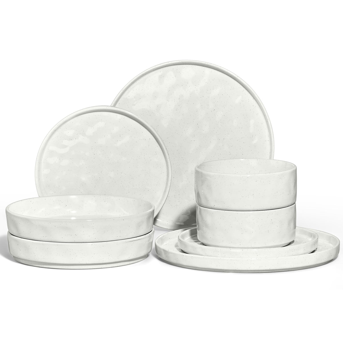 E-far Stoneware Dinnerware Set, 16-Piece Plates and Bowls Sets for 4