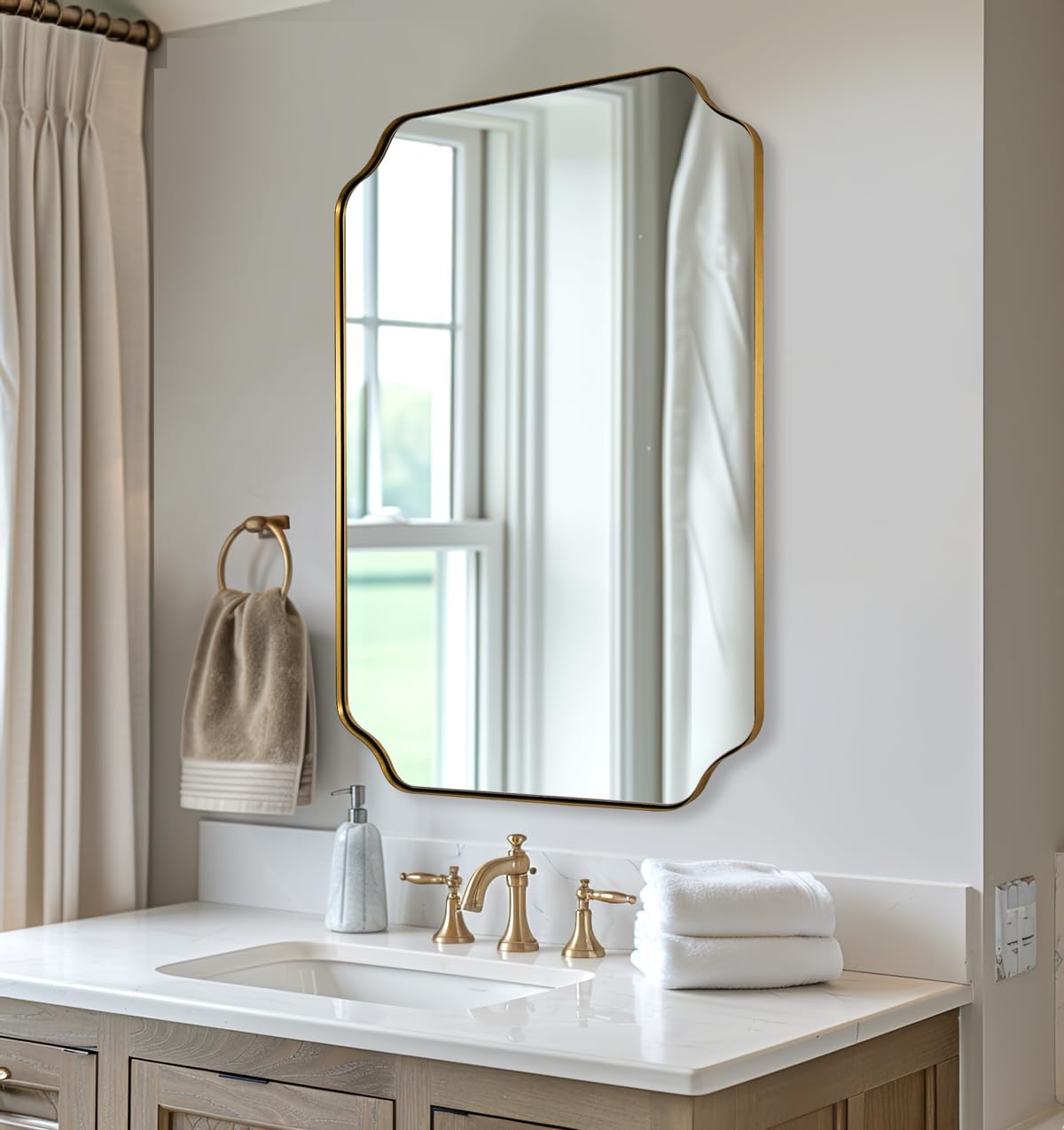 Andy Star Unique Rectangle Wall Mirror, 24"X32"