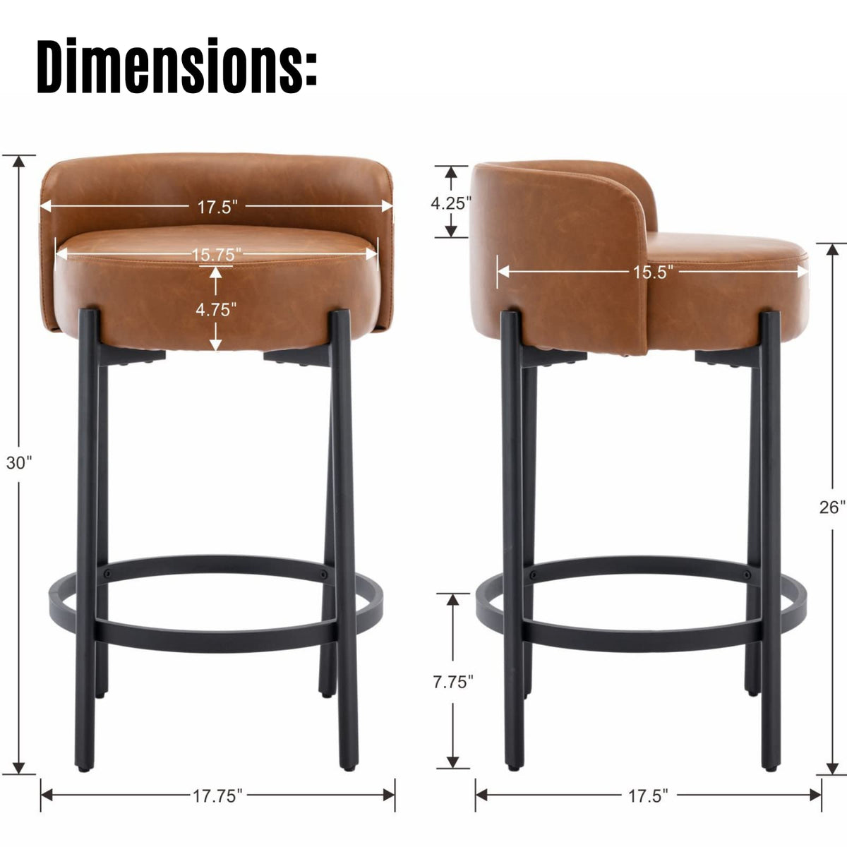 Lukealon Mid Century Linen Counter Stools Set of 4