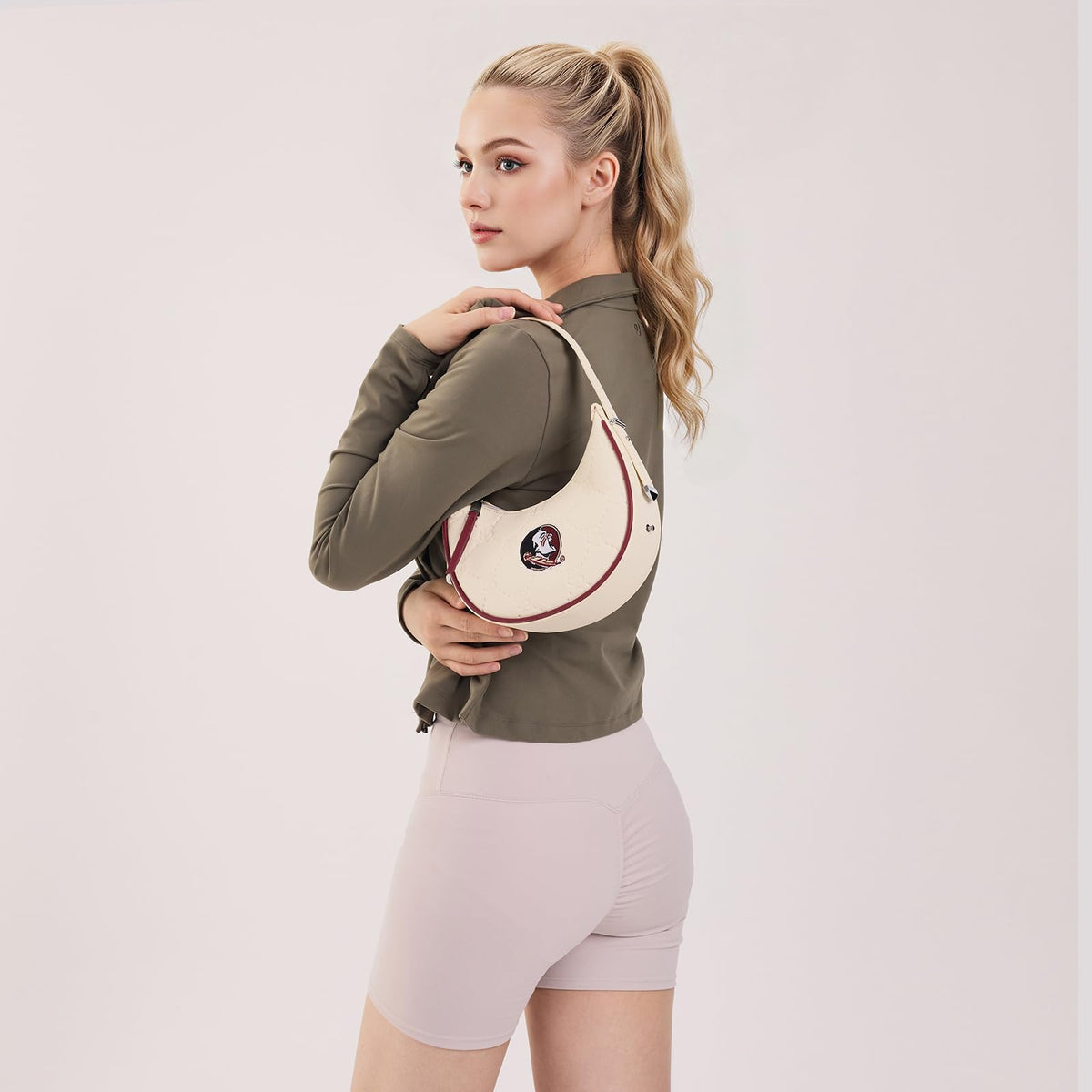 NCAA Crescent Shoulder Bag for Women, Half Moon Clutch Purses for Birthday/Graduation Gifts