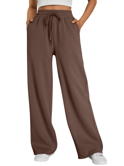 Trendy Queen Womens Wide Leg Fleece Lined Sweatpants