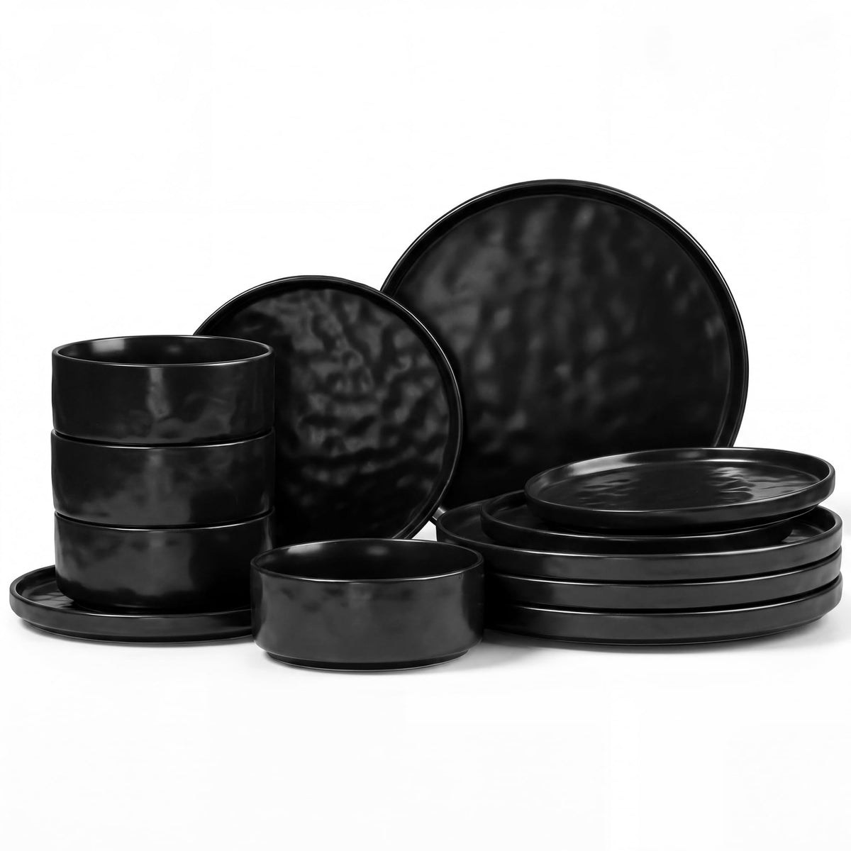 E-far Stoneware Dinnerware Set, 16-Piece Plates and Bowls Sets for 4