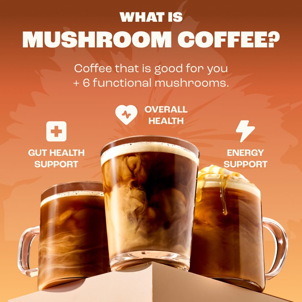 Ryze Superfoods Mushroom Medium Roast Coffee Usda Organic with 6 Adaptogenic Mushrooms