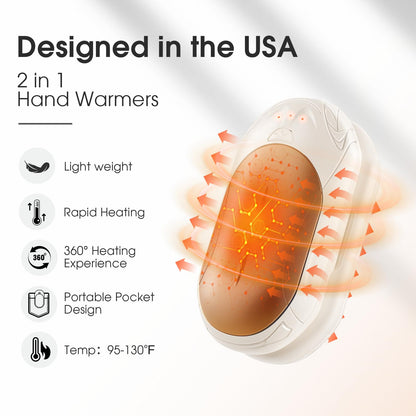 AI Hand Warmers Rechargeable 2 Pack, AI Smart Chips Electric Hand Warmers, 20Hrs Long