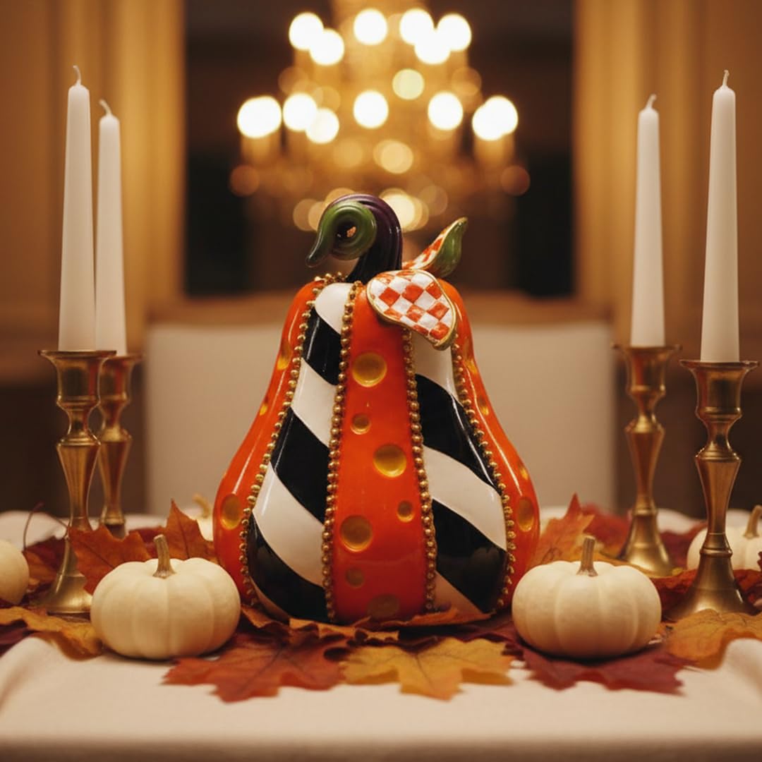 8 Inch Resin Pumpkin Statue, Halloween Fall Decor | Handmade Resin, Thanksgiving Centerpiece, Halloween Tabletop, Mantle & Bookshelf Decor
