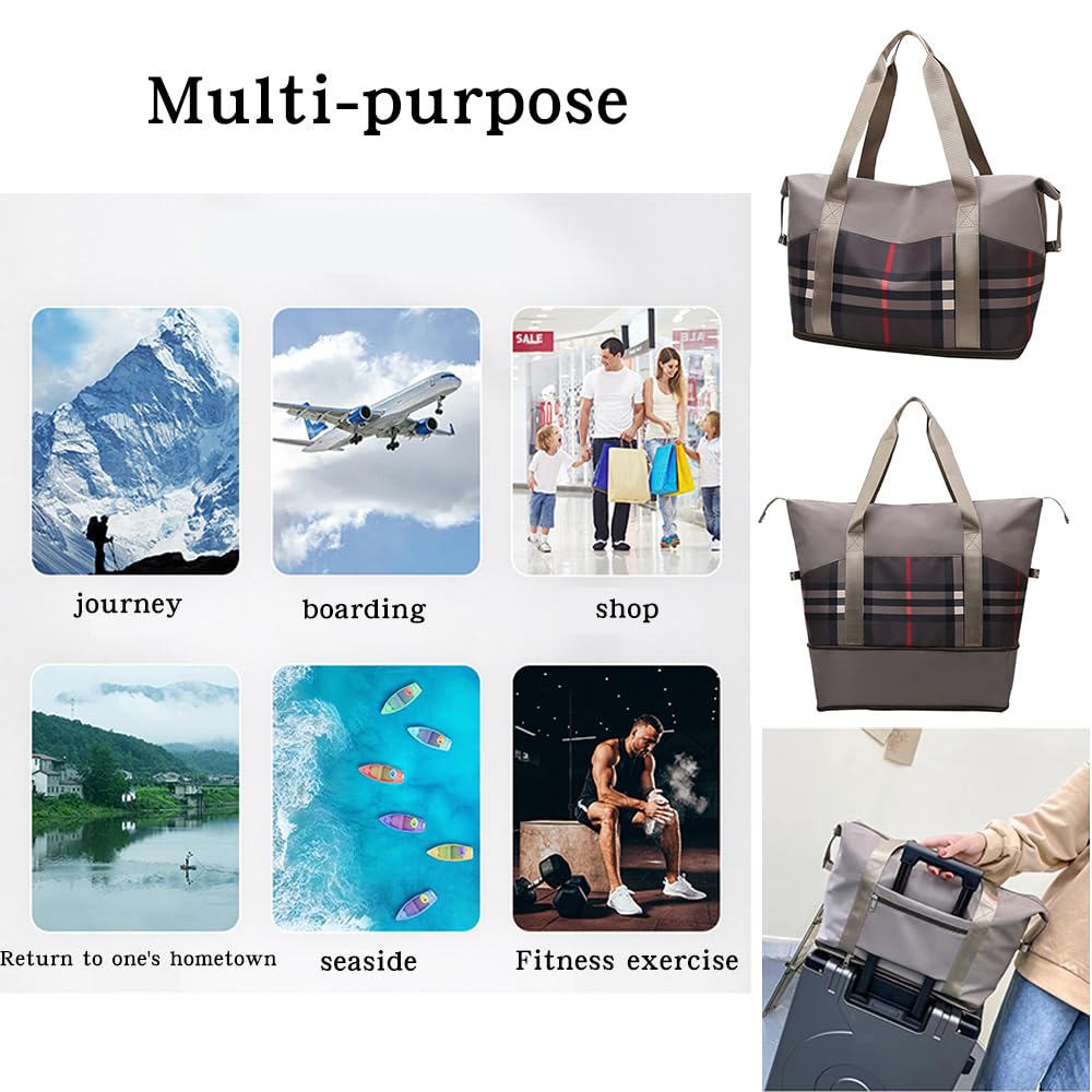 Women Travel Duffel, Large Expandable Weekender Carry-on Tote
