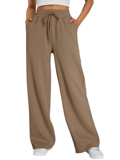 Trendy Queen Womens Wide Leg Fleece Lined Sweatpants